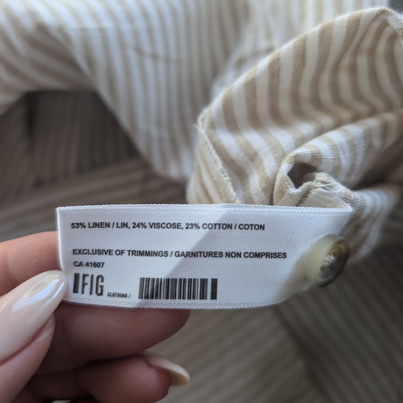 FIG Kelly Shirt Dress Linen Blend Striped Women's Medium NWT - Picture 8 of 9